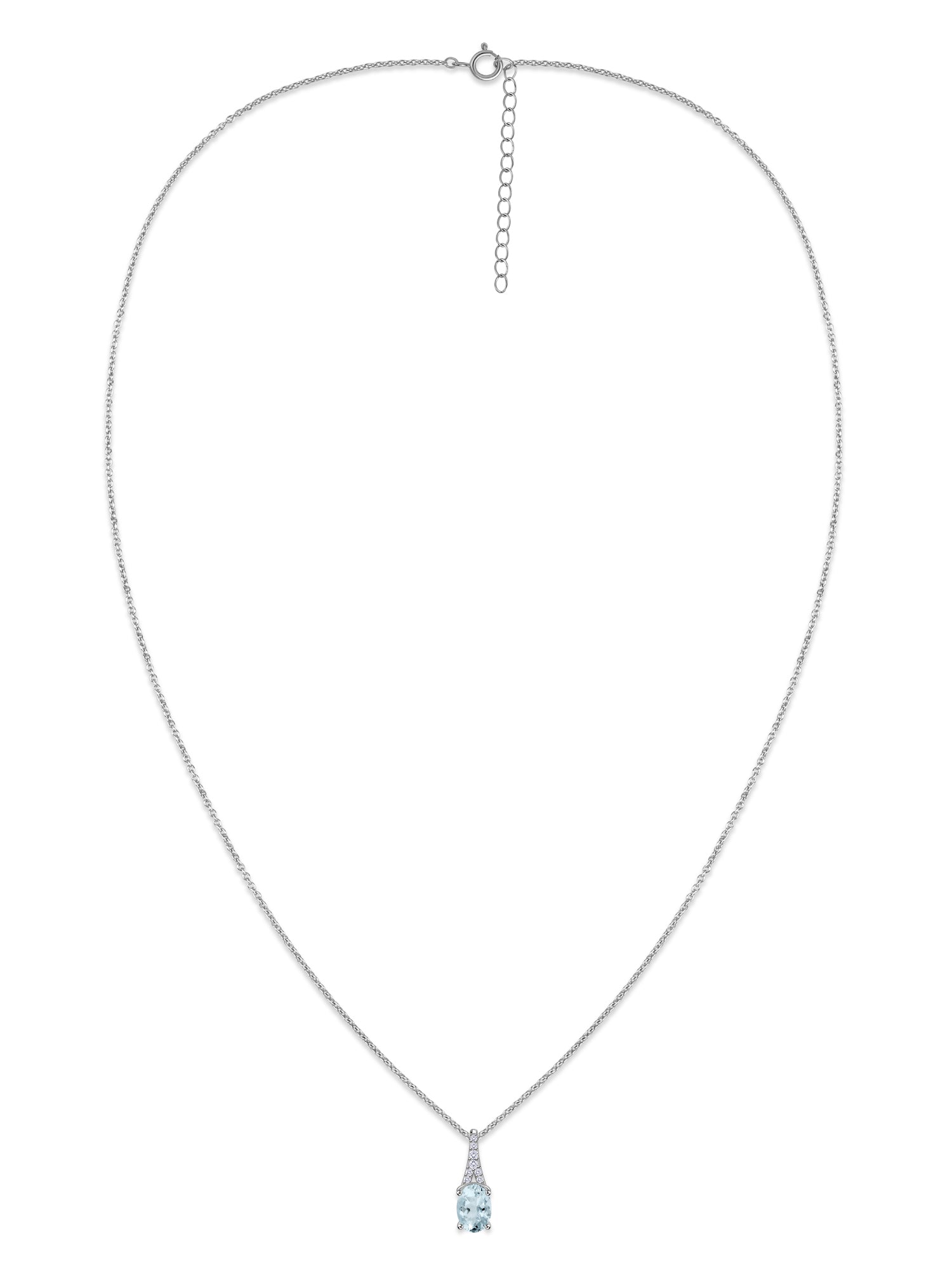 Natural Aquamarine Solitaire Gold Necklace