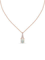Ethiopian Opal Oval Gold Pendant with Sparkling Diamonds
