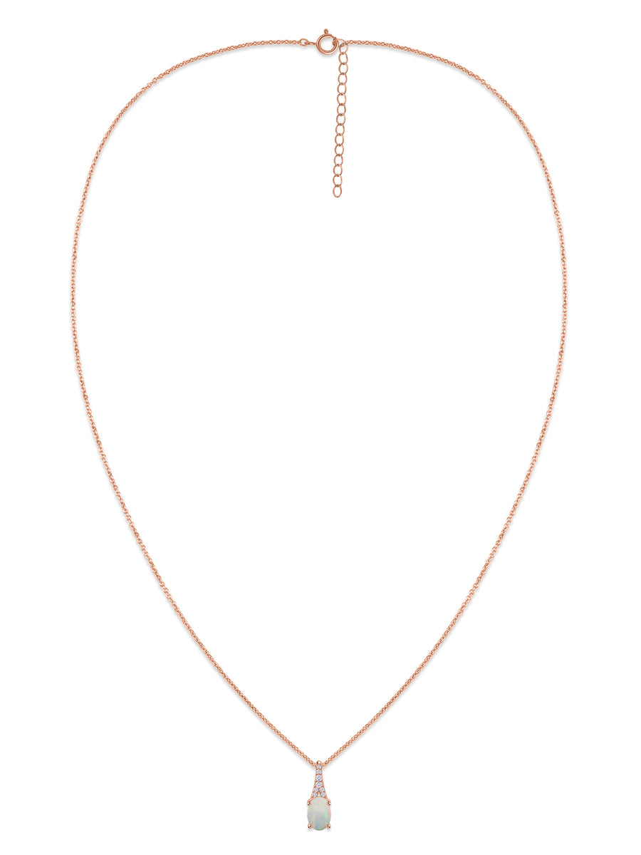 Natural Ethiopian Opal Solitaire Gold Necklace