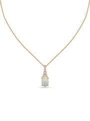 Ethiopian Opal Oval Gold Pendant with Sparkling Diamonds