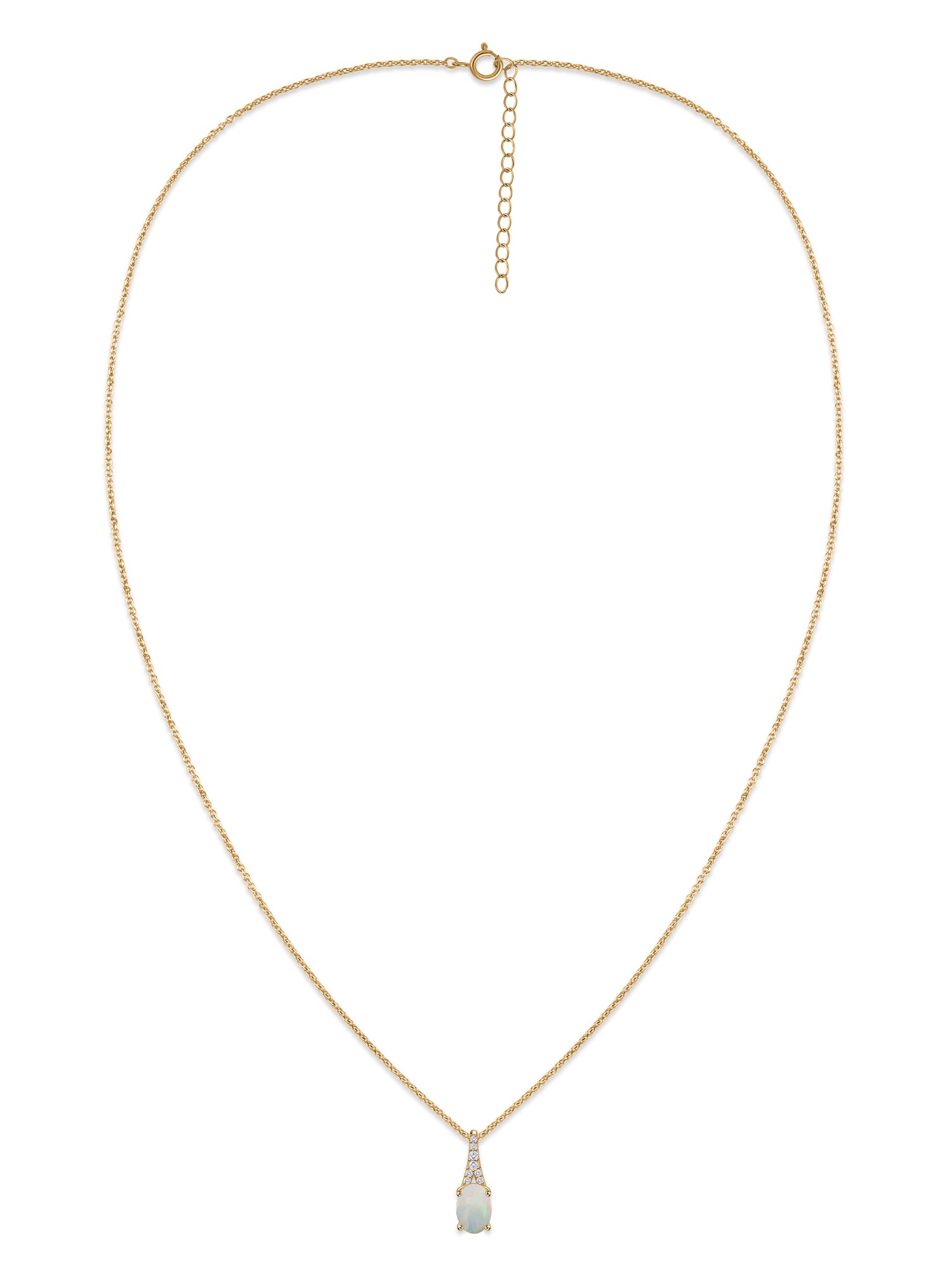 Natural Ethiopian Opal Solitaire Gold Necklace