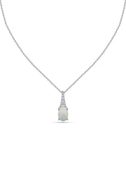 Ethiopian Opal Oval Gold Pendant with Sparkling Diamonds