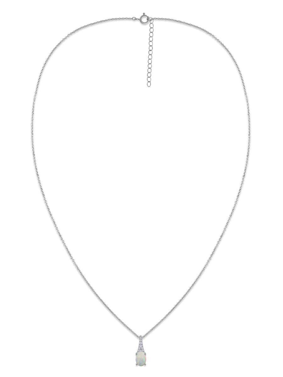 Ethiopian Opal Oval Gold Pendant with Sparkling Diamonds