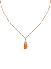 Fire Opal Oval Gold Pendant with Sparkling Diamonds
