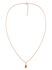 Natural Fire Opal Solitaire Gold Necklace