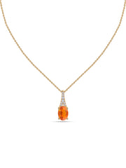 Fire Opal Oval Gold Pendant with Sparkling Diamonds