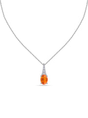 Fire Opal Oval Gold Pendant with Sparkling Diamonds