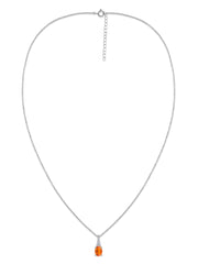 Natural Fire Opal Solitaire Gold Necklace