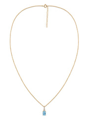 Blue Topaz Oval Gold Pendant with Sparkling Diamonds