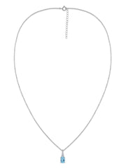 Blue Topaz Oval Gold Pendant with Sparkling Diamonds