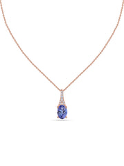 Tanzanite Oval Gold Pendant with Sparkling Diamonds