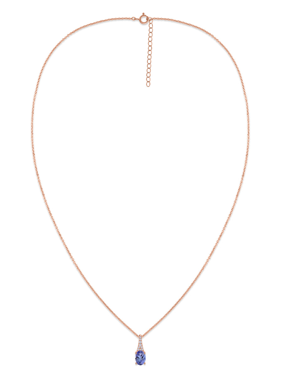 Tanzanite Oval Gold Pendant with Sparkling Diamonds