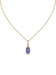 Tanzanite Oval Gold Pendant with Sparkling Diamonds