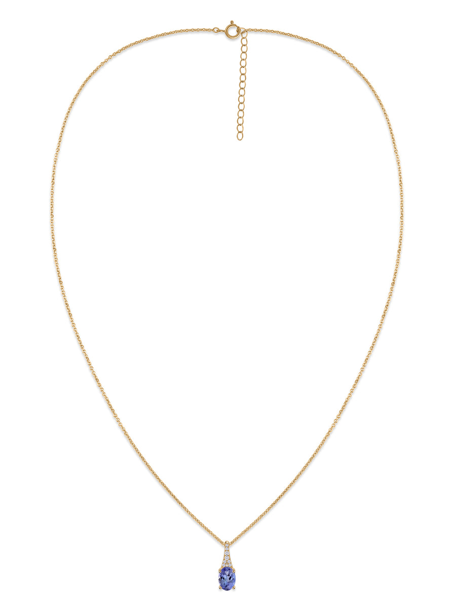 Tanzanite Oval Gold Pendant with Sparkling Diamonds