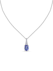 Tanzanite Oval Gold Pendant with Sparkling Diamonds