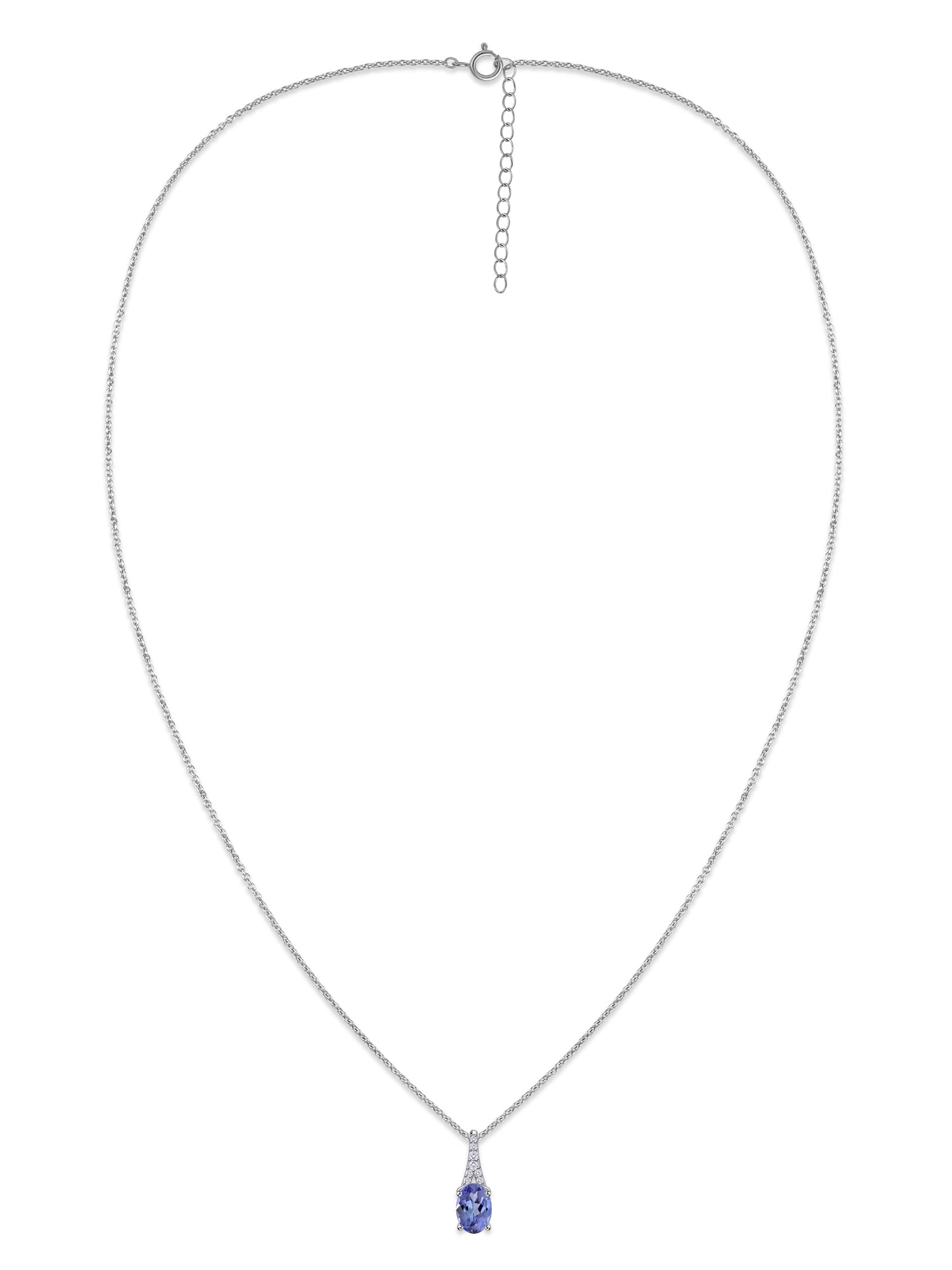 Tanzanite Oval Gold Pendant with Sparkling Diamonds