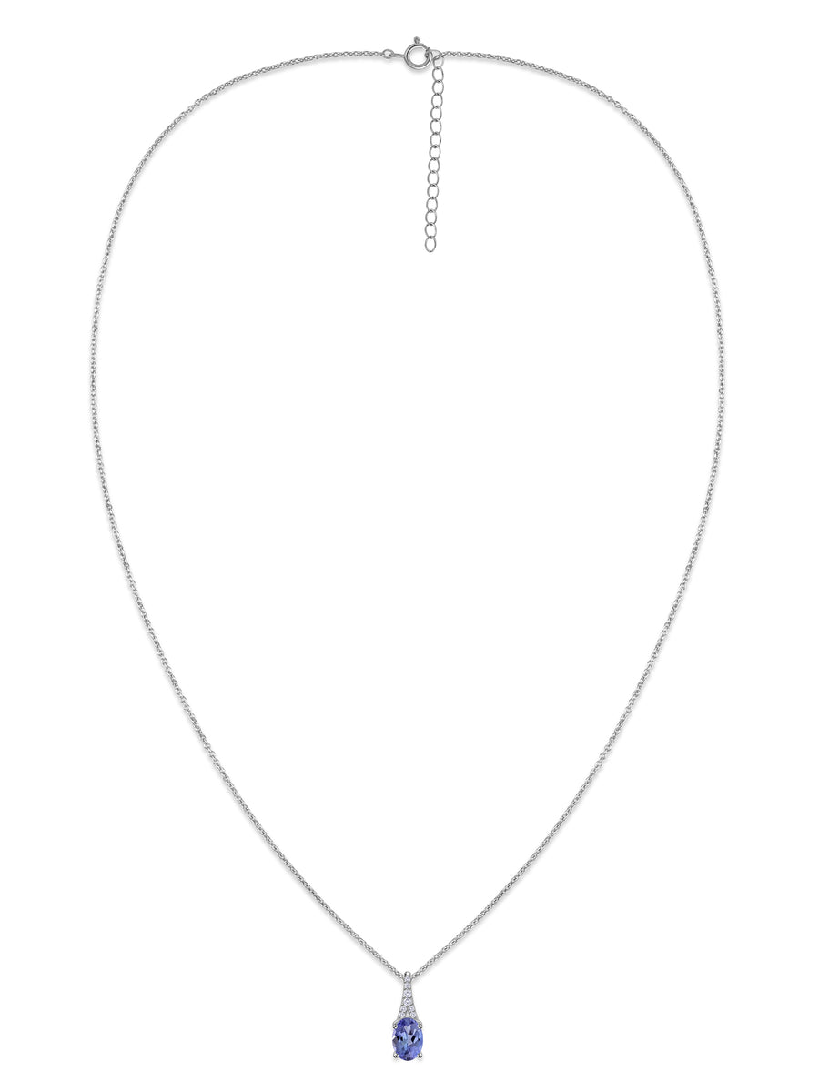 Tanzanite Oval Gold Pendant with Sparkling Diamonds