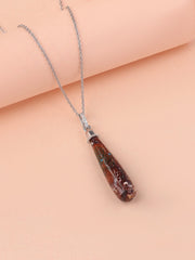 Natural Brown Turquoise Healing Drop Pendant With Chain
