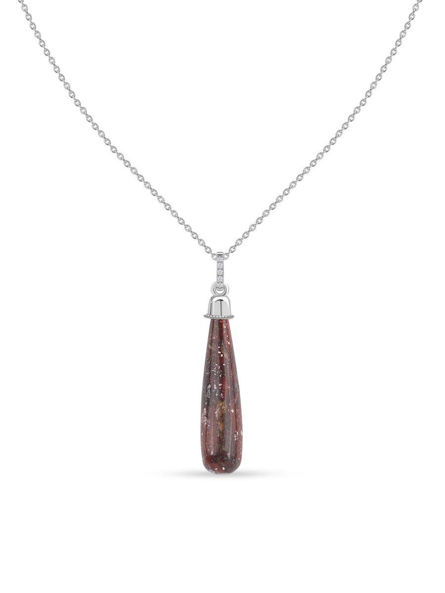 Natural Brown Turquoise Healing Drop Pendant With Chain