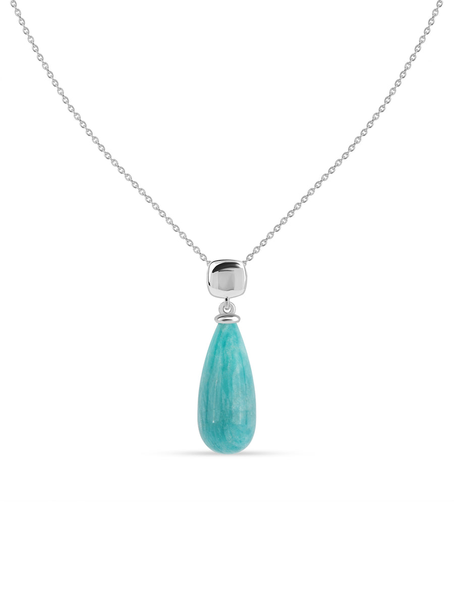 Natural Amazonite Healing Drop Pendant With Chain