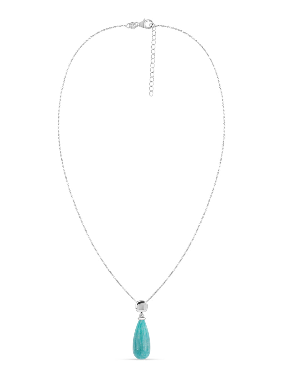 Natural Amazonite Healing Drop Pendant With Chain