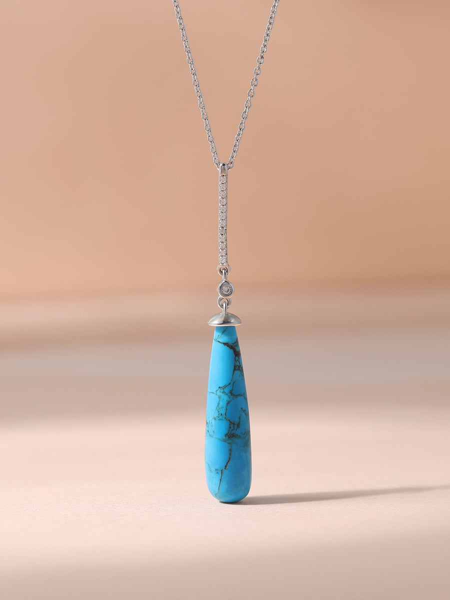 Natural Turquoise Healing Drop Pendant With Chain