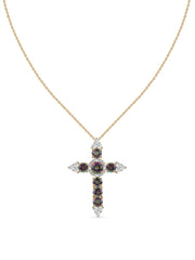Radiant Faith Rainbow Topaz Silver Cross Pendant