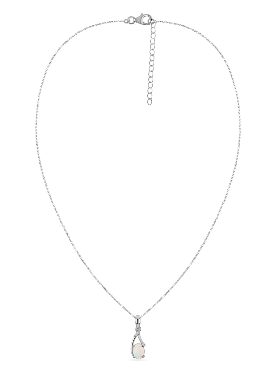Ethiopian Opal Drop Gold Pendant with Chain