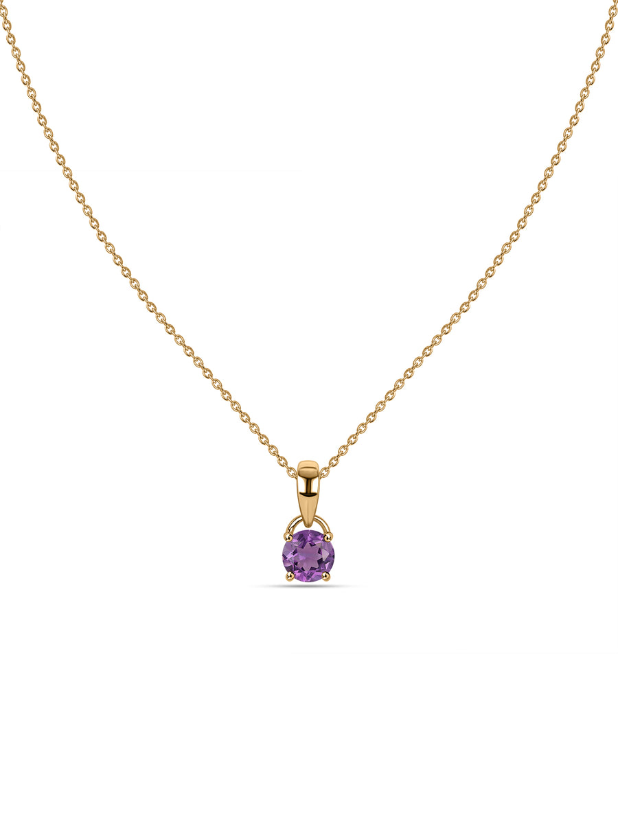 Classic Natural Amethyst Gold Pendant with chain