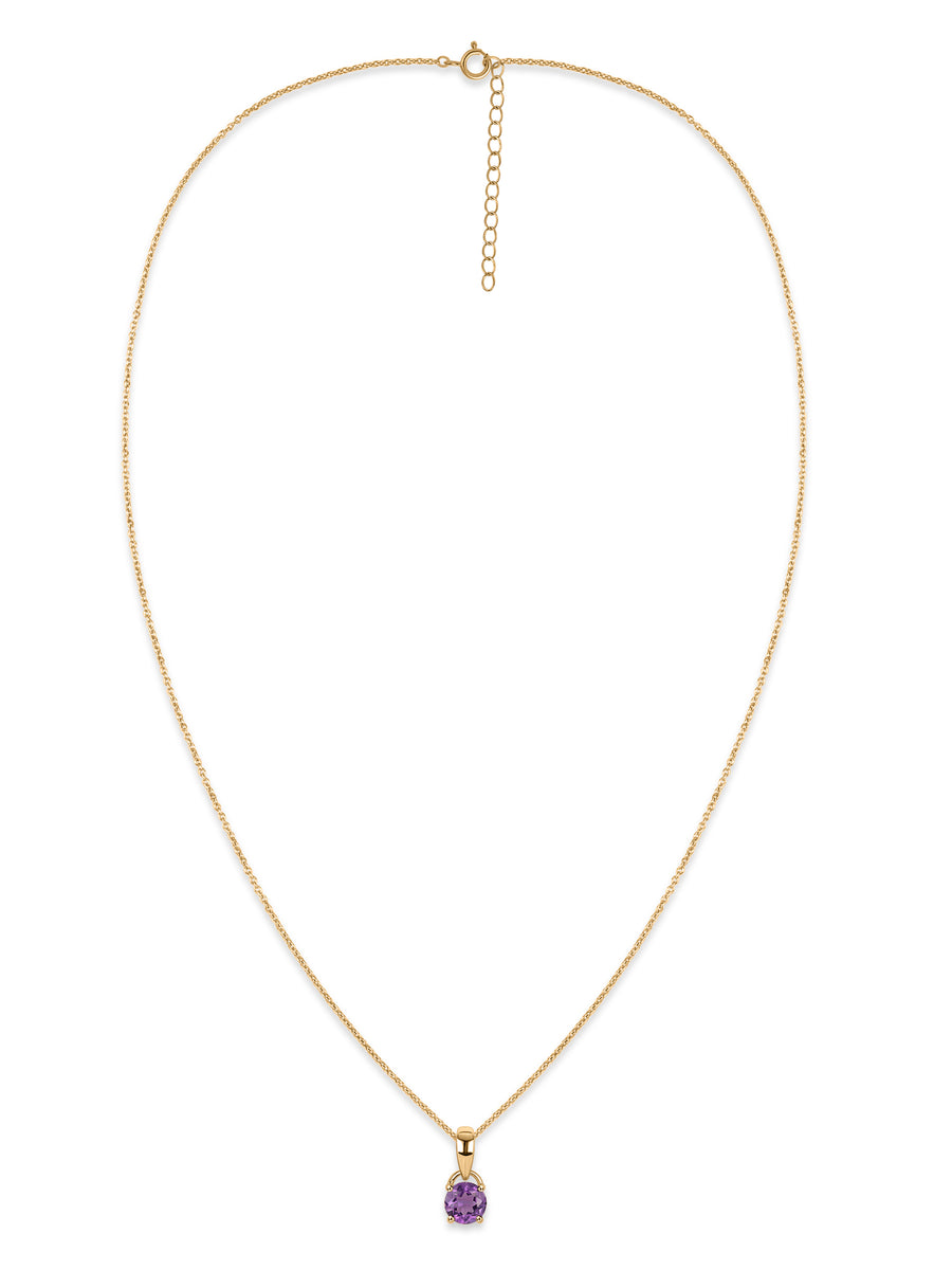 Classic Natural Amethyst Gold Pendant with chain