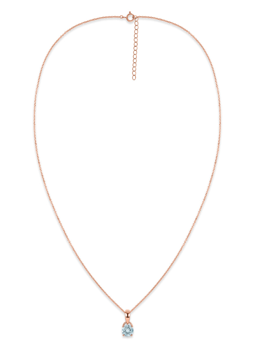 Classic Natural Aquamarine Gold Pendant with chain