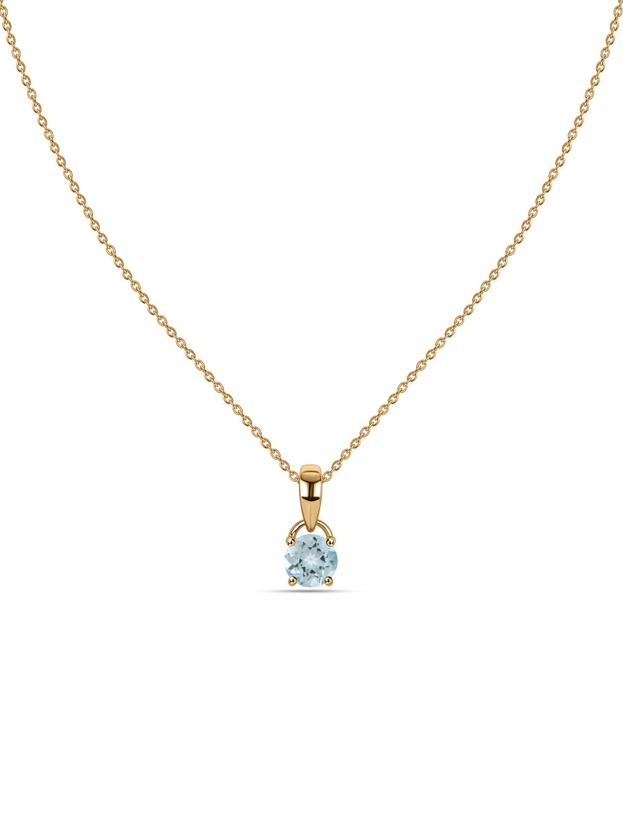 Classic Natural Aquamarine Gold Pendant with chain