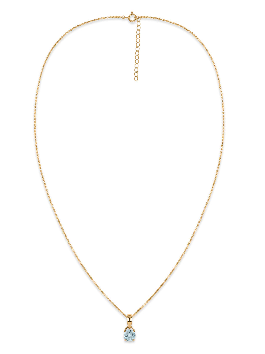 Classic Natural Aquamarine Gold Pendant with chain