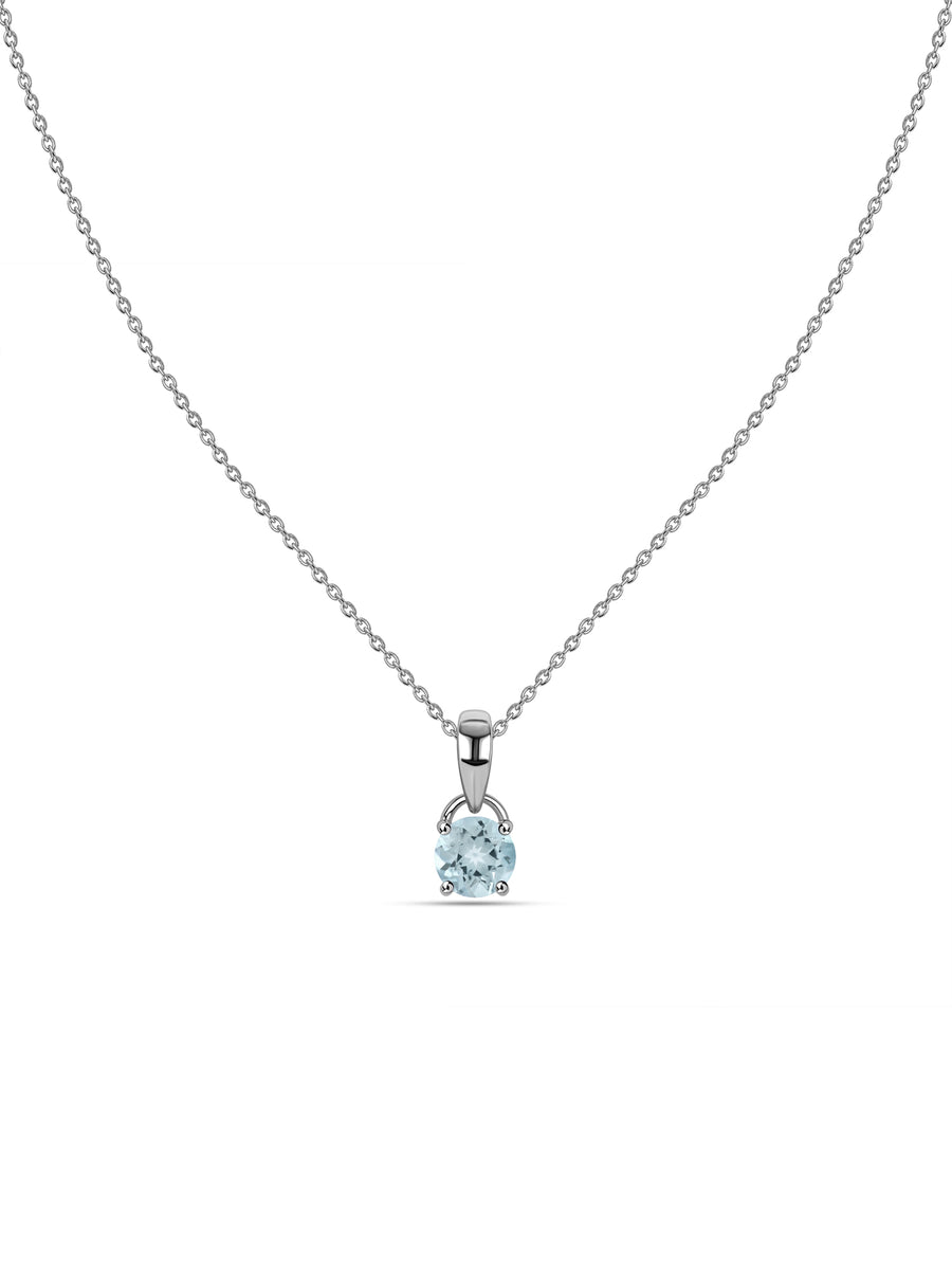 Classic Natural Aquamarine Gold Pendant with chain