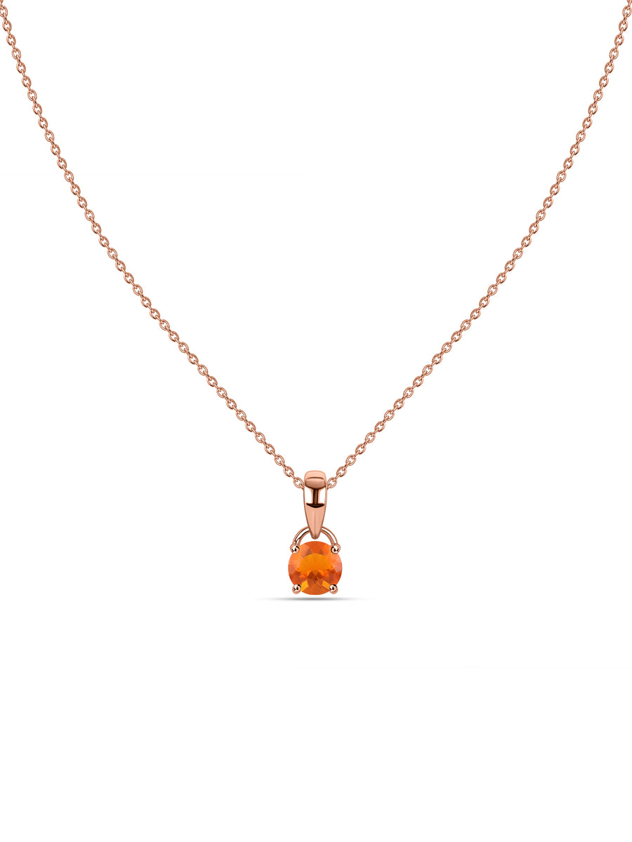 Classic Natural Fire Opal Gold Pendant with chain