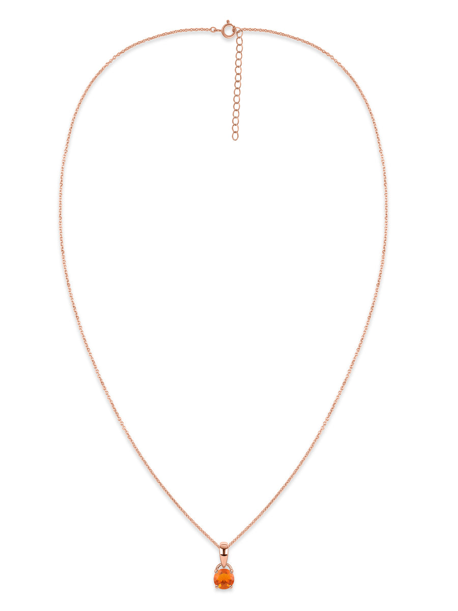 Classic Natural Fire Opal Gold Pendant with chain