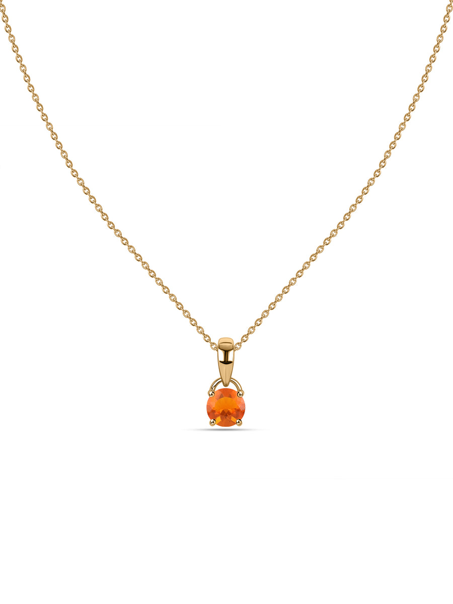 Classic Natural Fire Opal Gold Pendant with chain