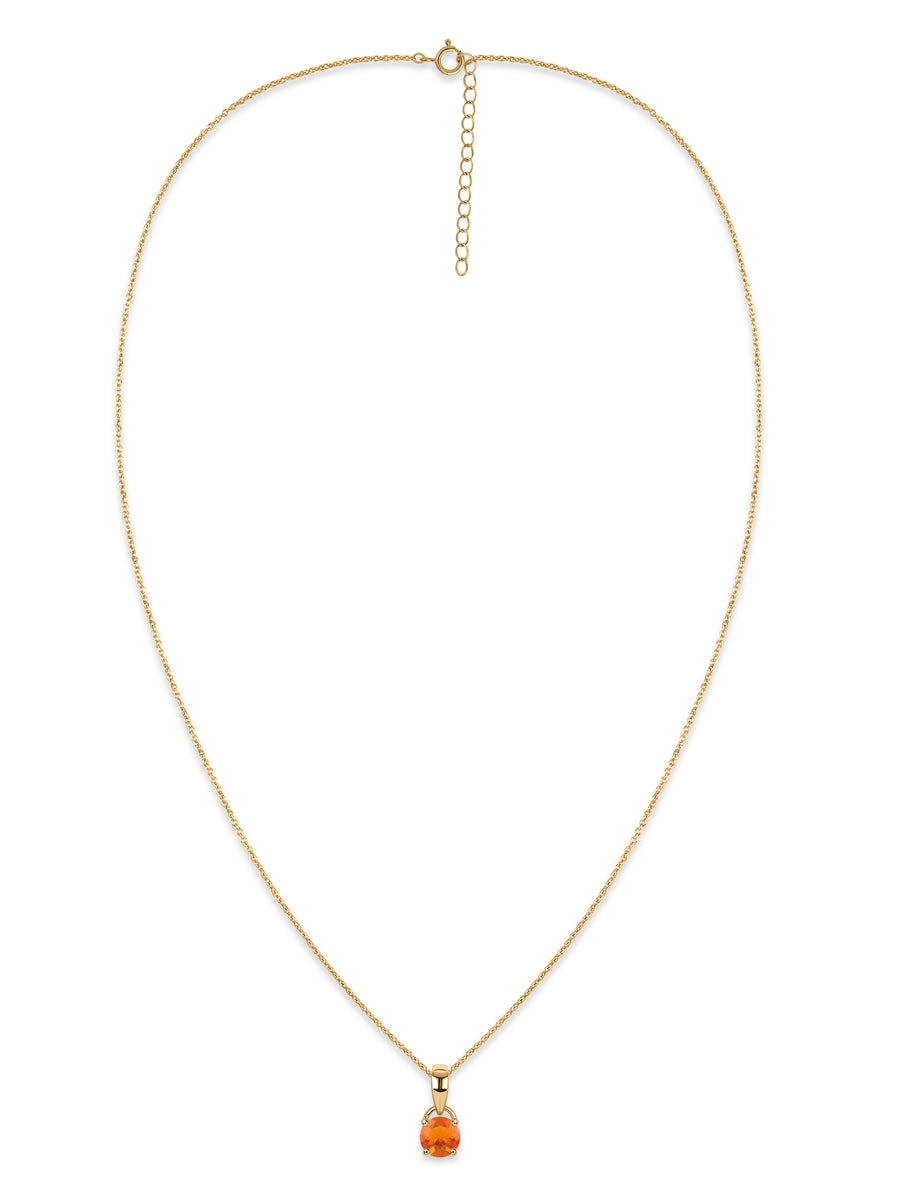 Classic Natural Fire Opal Gold Pendant with chain