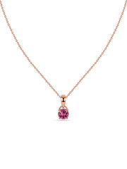 Classic Natural Pink Tourmaline Gold Pendant with chain