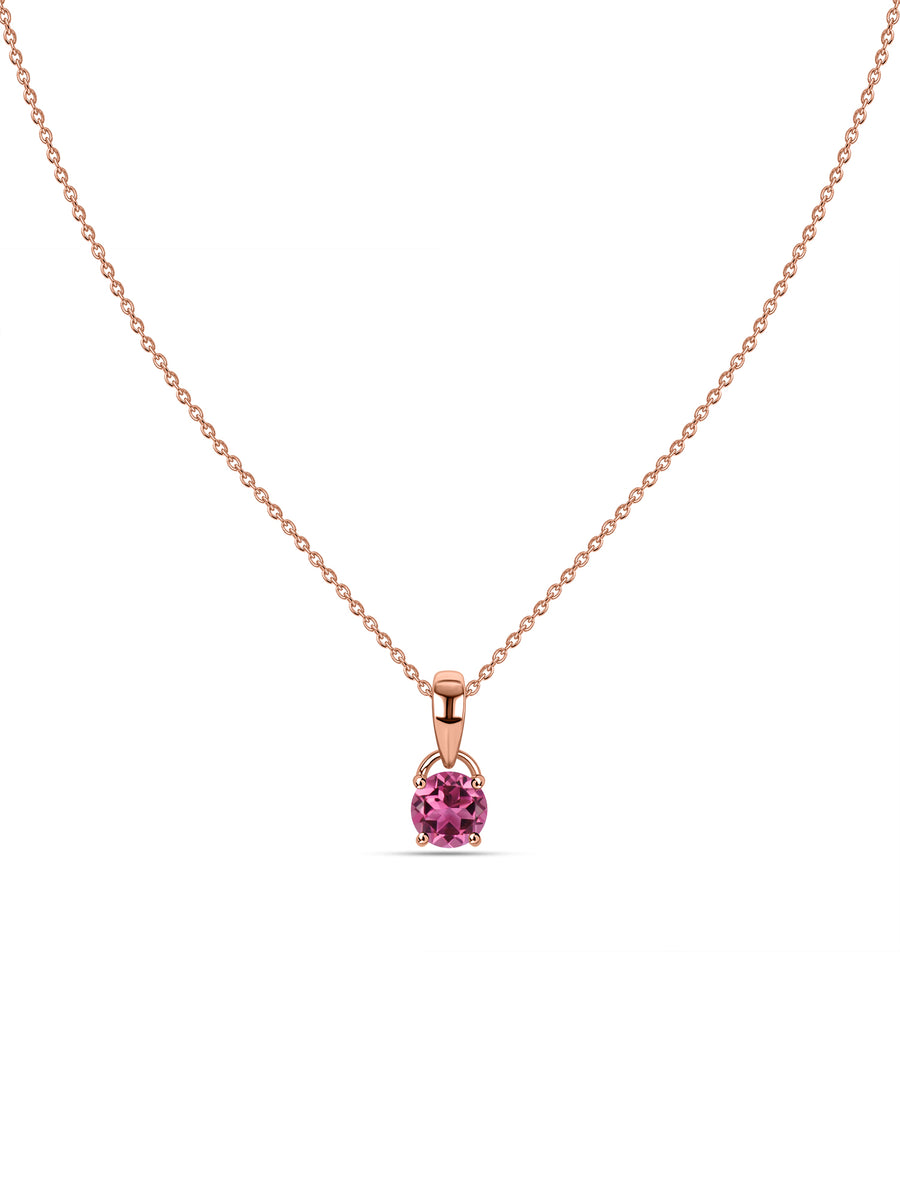 Classic Natural Pink Tourmaline Gold Pendant with chain