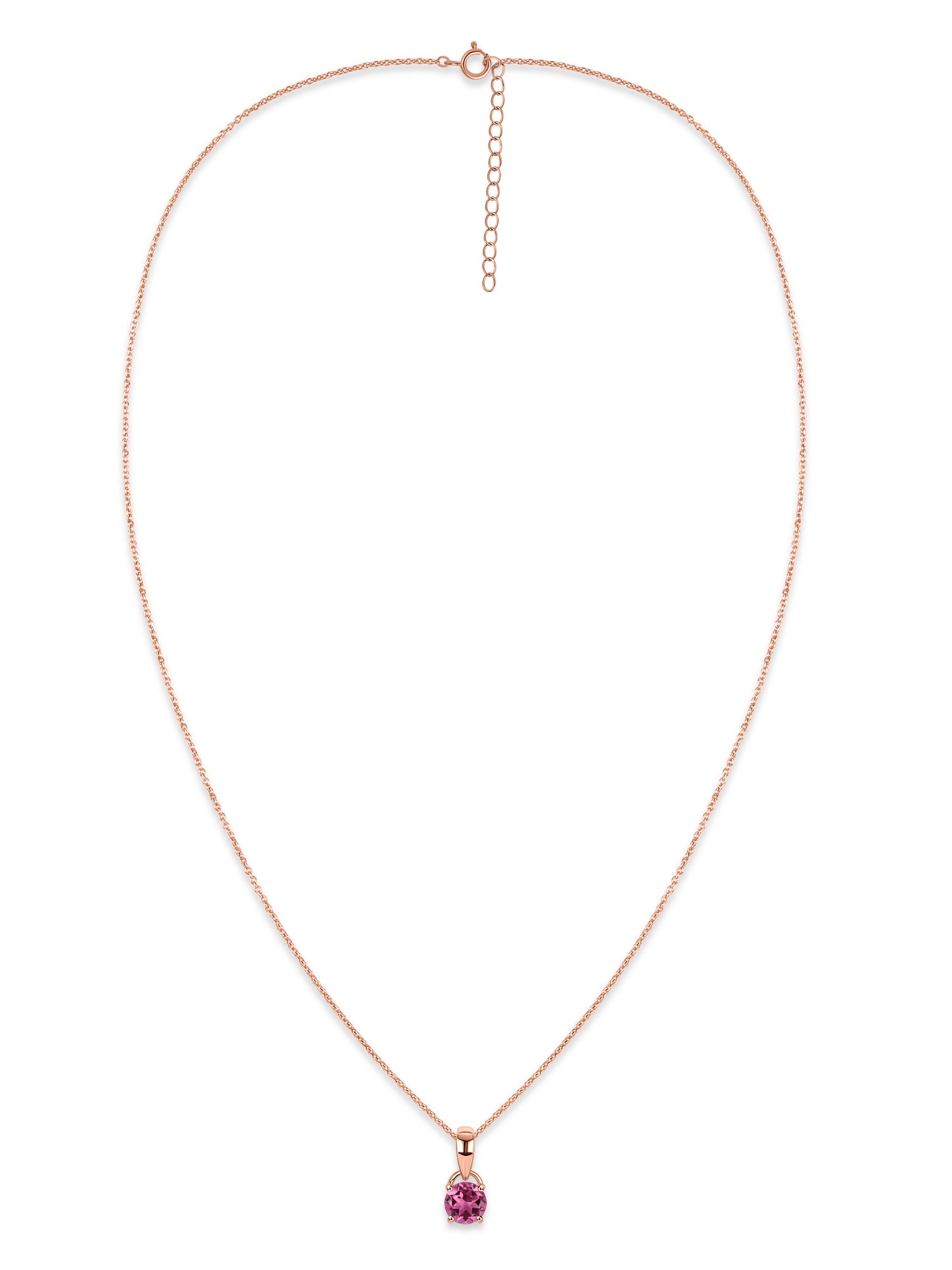 Classic Natural Pink Tourmaline Gold Pendant with chain