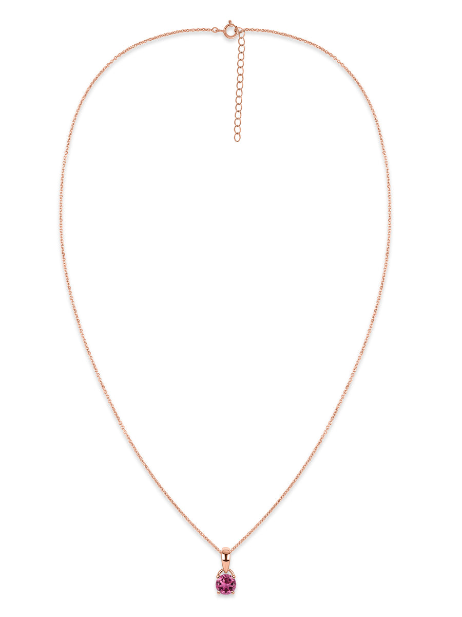 Classic Natural Pink Tourmaline Gold Pendant with chain