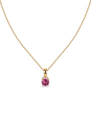 Classic Natural Pink Tourmaline Gold Pendant with chain