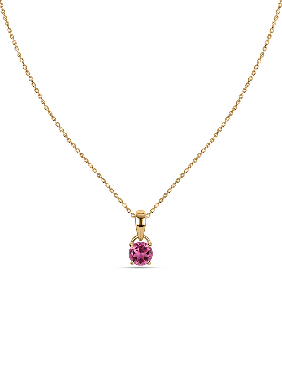 Classic Natural Pink Tourmaline Gold Pendant with chain