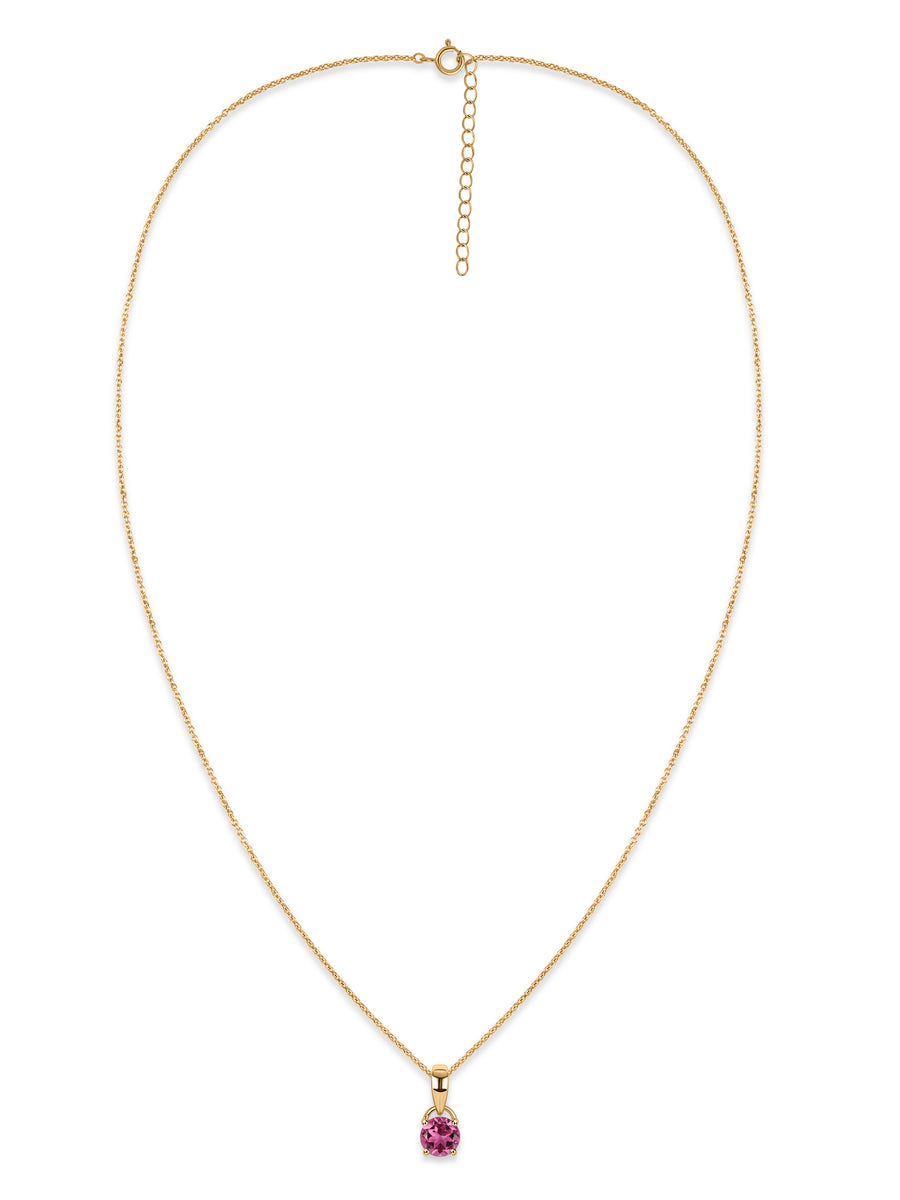 Classic Natural Pink Tourmaline Gold Pendant with chain