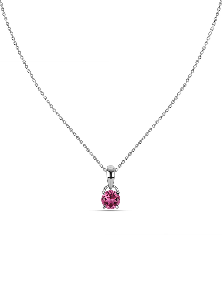 Classic Natural Pink Tourmaline Gold Pendant with chain