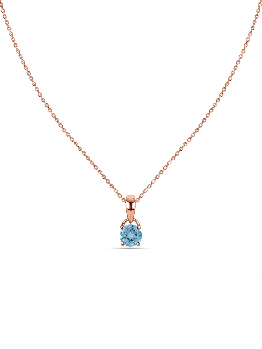 Classic Natural Blue Topaz Gold Pendant with chain