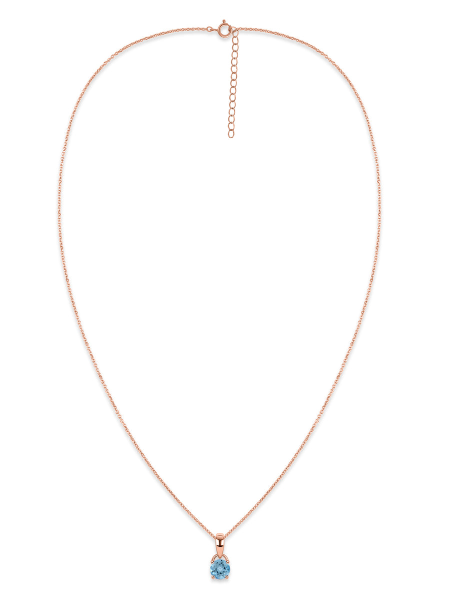 Classic Natural Blue Topaz Gold Pendant with chain