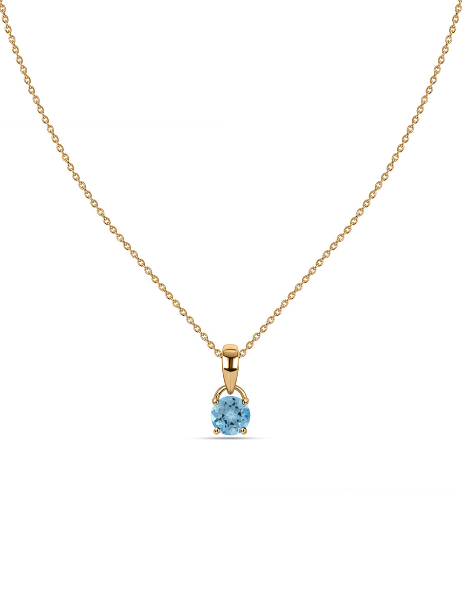 Classic Natural Blue Topaz Gold Pendant with chain