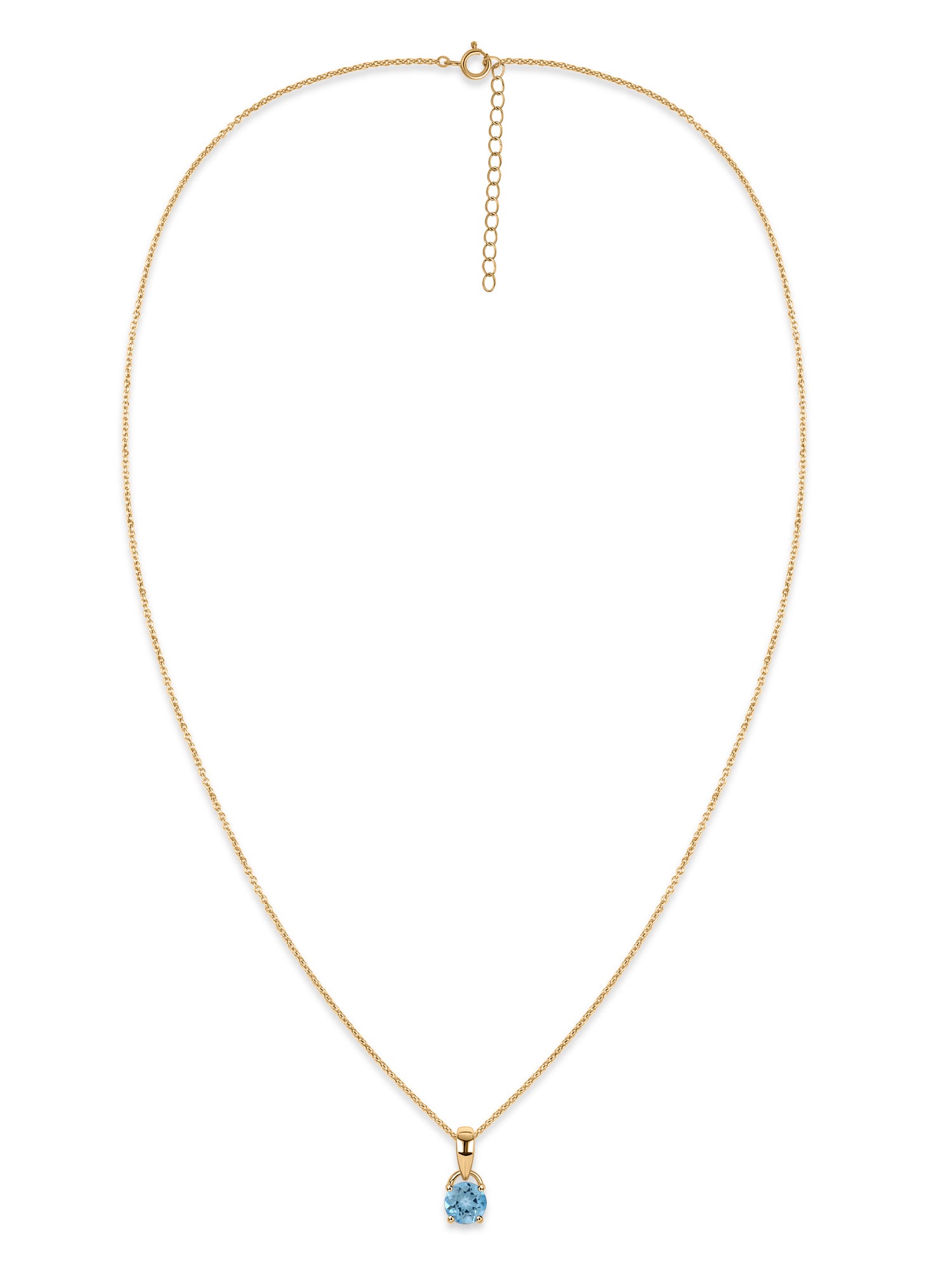 Classic Natural Blue Topaz Gold Pendant with chain